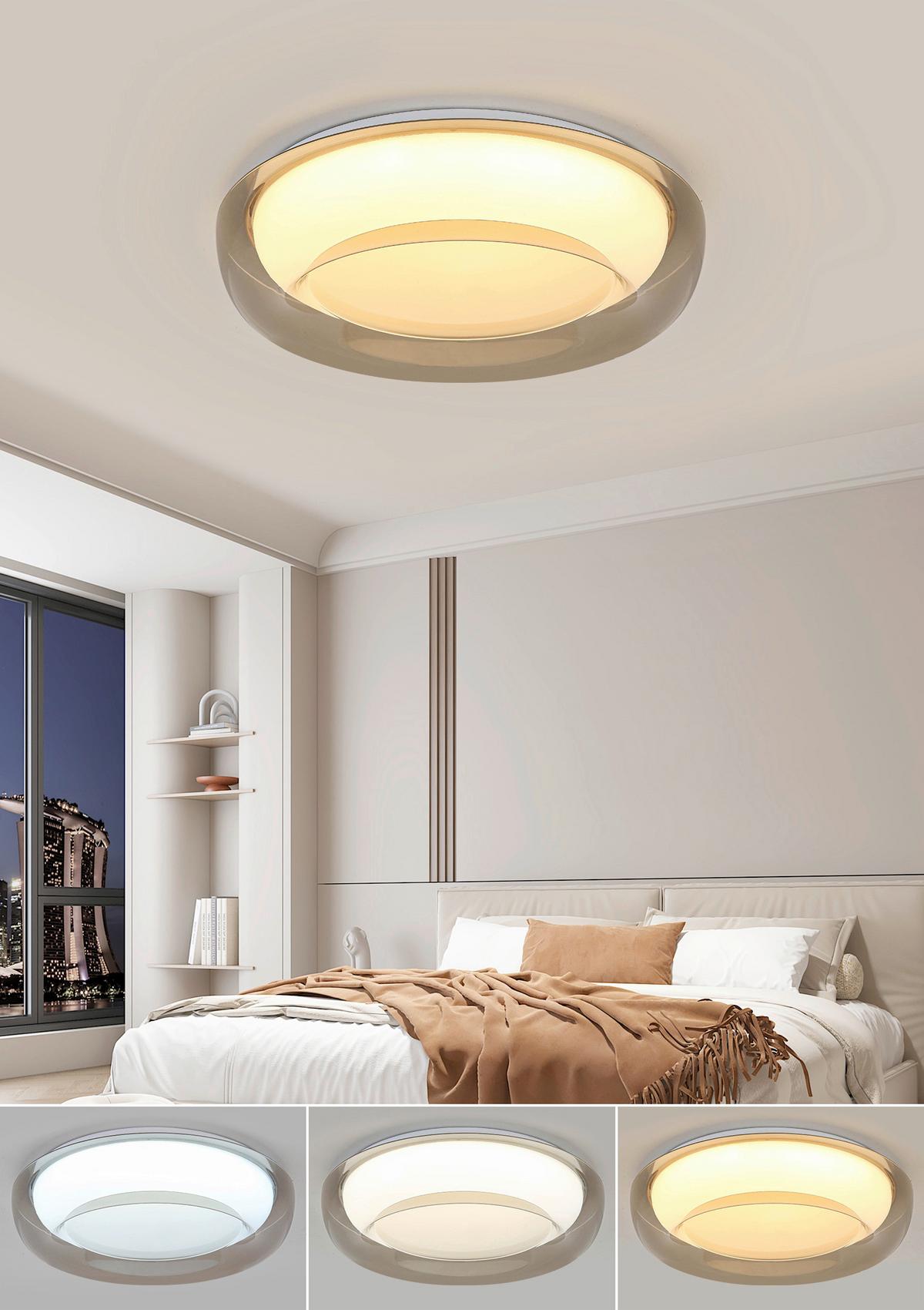 LED-Deckenleuchte Lejla Ø 50 cm - Transparent/Weiß, MODERN, Kunststoff/Metall (38/10cm) - Luca Bessoni