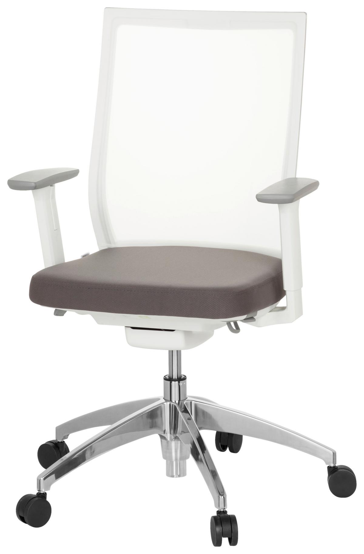 Drehstuhl Aspen Armstützen Gau/Weiß Bis 120kg - Alufarben/Weiß, MODERN, Kunststoff/Textil (63/97/55cm) - MID.YOU