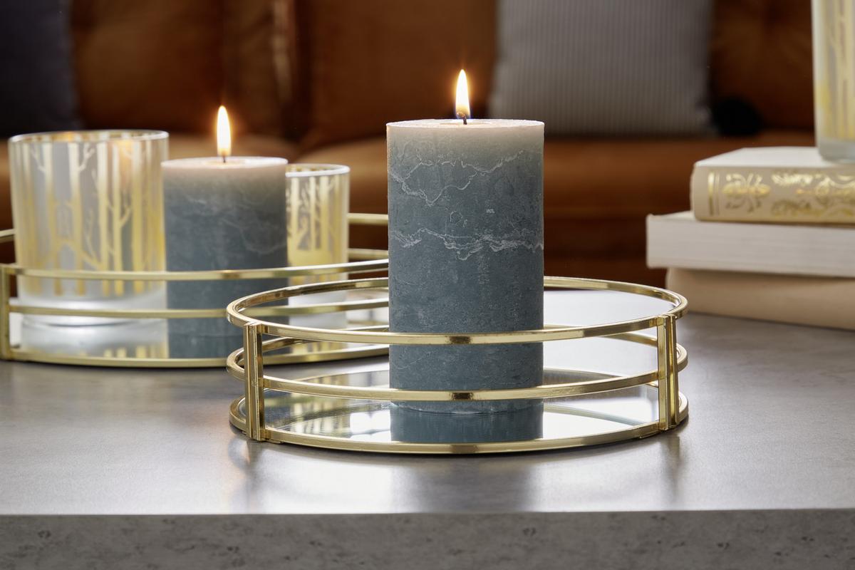 Stumpenkerze Saphira Salbeifarben Ø/H: 6,8/12 cm - Grün, Basics (6,8/12cm) - Ondega