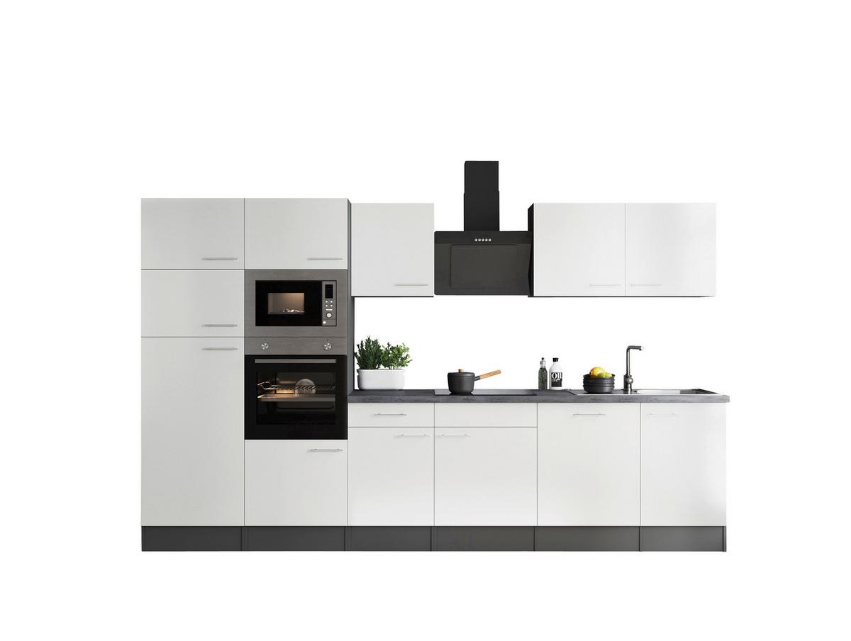 Küchenblock Oliver Weiß, Grau B: 340 Cm - Weiß/Grau, Design, Holzwerkstoff (340cm) - Respekta