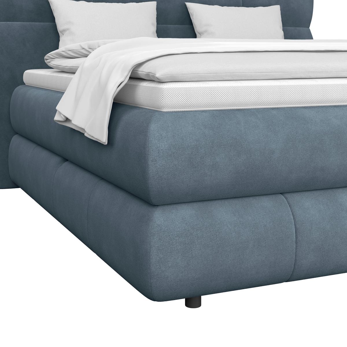 Boxspringbett Carmelo Blaugrün 180x200 cm - Schwarz/Grün, Trend, Textil (180/200cm)