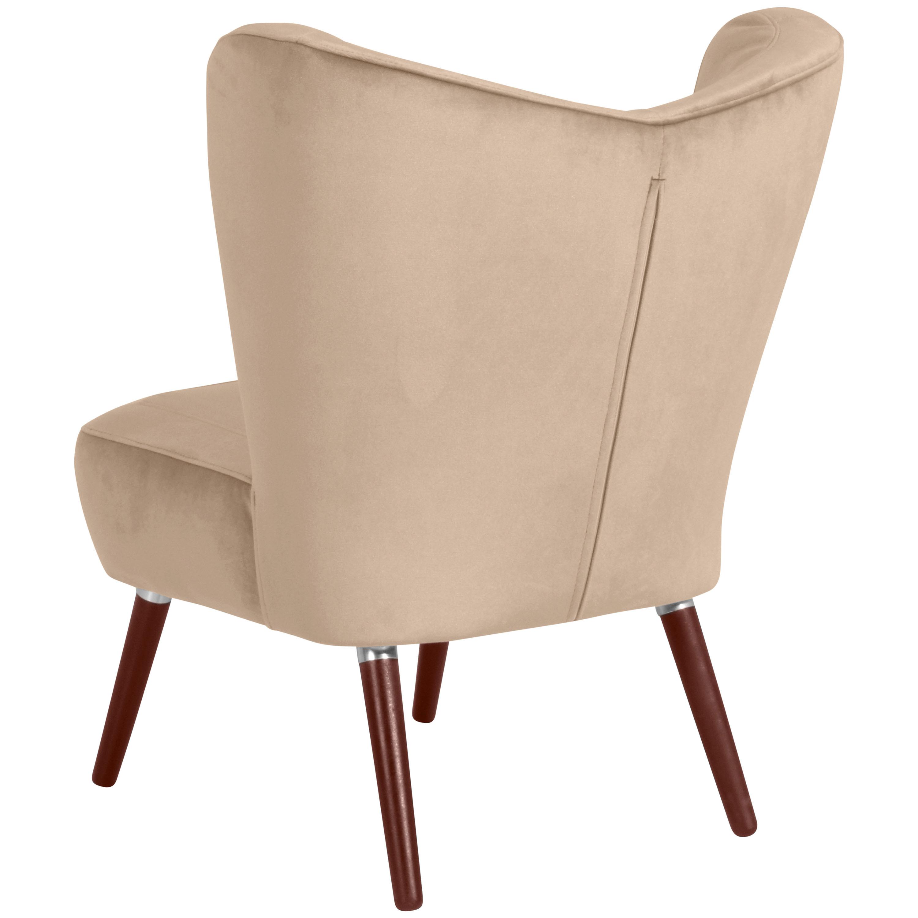 Polstersessel Sari Samt Sandfarben - Sandfarben/Nussbaumfarben, Design, Textil (70/86/69cm) - Max Winzer