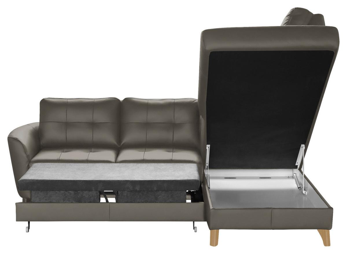 Ecksofa Nordic Schlammfarben S: 236x190 cm - Schlammfarben/Buchefarben, Design, Leder/Textil (236/190cm) - Livetastic