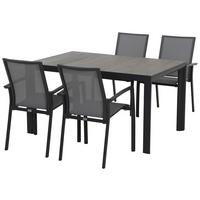 Gartenmöbel Set 5-Tlg Aluminium - Anthrazit/Schwarz, KONVENTIONELL, Keramik/Textil - Gardenson
