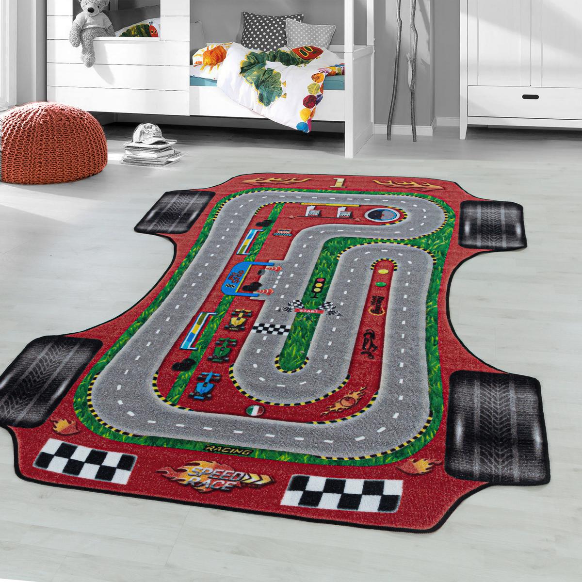 Spielteppich Auto Straße Rot Play 120x170 cm - Rot, Trend, Textil (120/170cm)