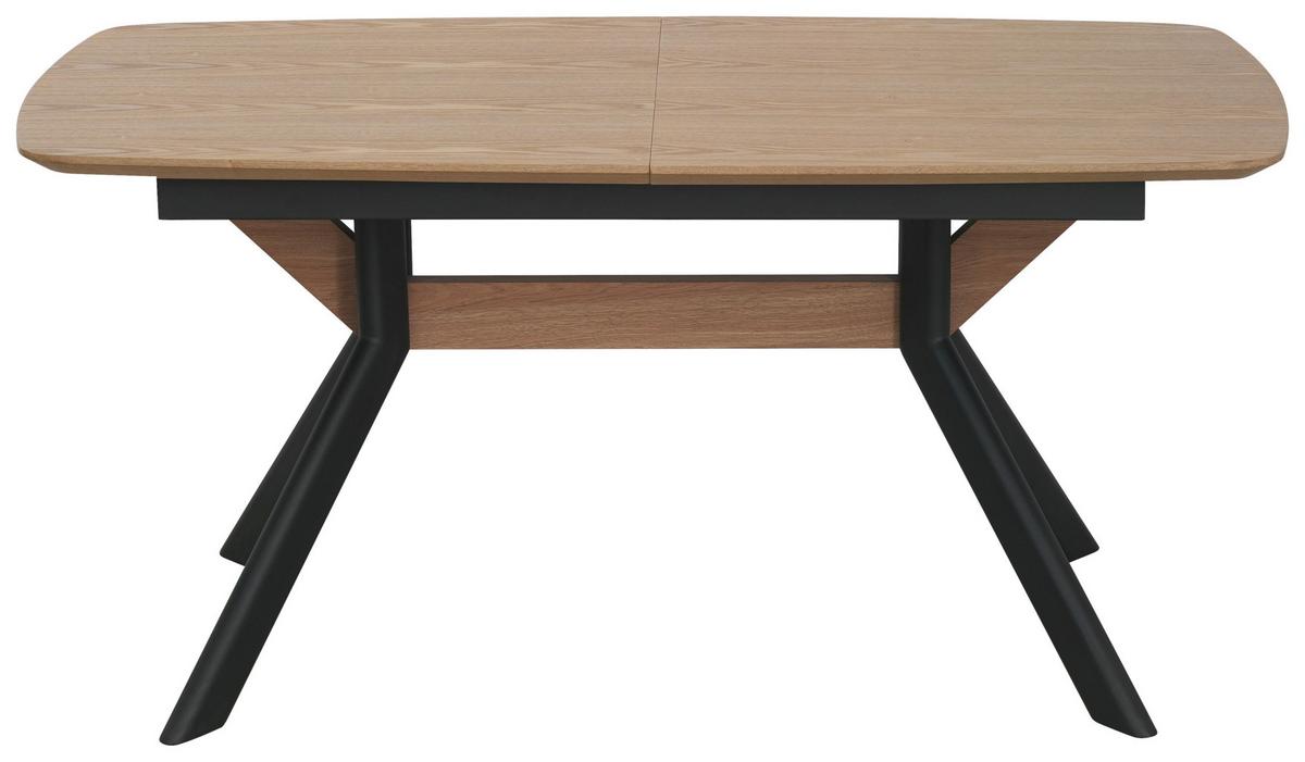 Esstisch Riga Naturfarben/SchwarzL:160-200cm - Schwarz/Naturfarben, MODERN, Holzwerkstoff/Metall (160/200/95/76cm) - Livetastic