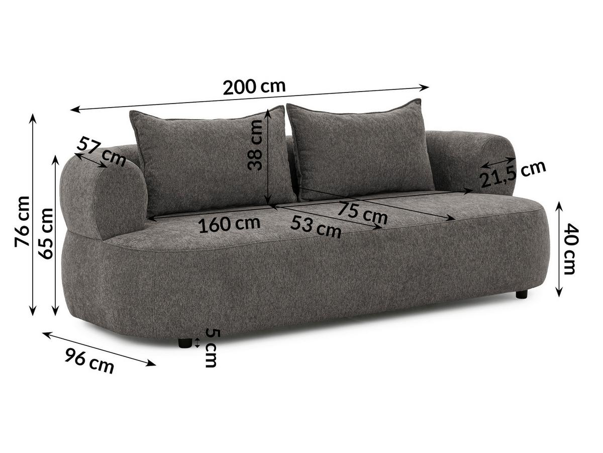 3-sitzer-sofa Ferro Anthrazit B: 200 Cm - Anthrazit/Schwarz, Design, Textil (200/76/96cm) - Livetastic