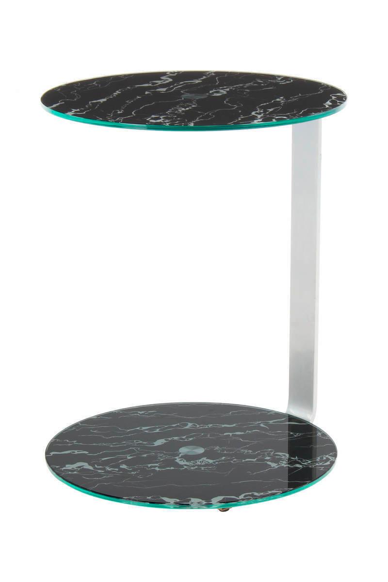 Beistelltisch Mit 2 Platten Quentin Schwarz/Silberfarben - Silberfarben/Schwarz, Basics, Glas/Holzwerkstoff (40/40/53cm) - Kayoom