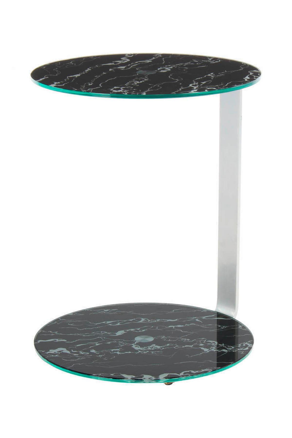 Beistelltisch Mit 2 Platten Quentin Schwarz/Silberfarben - Silberfarben/Schwarz, Basics, Glas/Holzwerkstoff (40/40/53cm) - Kayoom