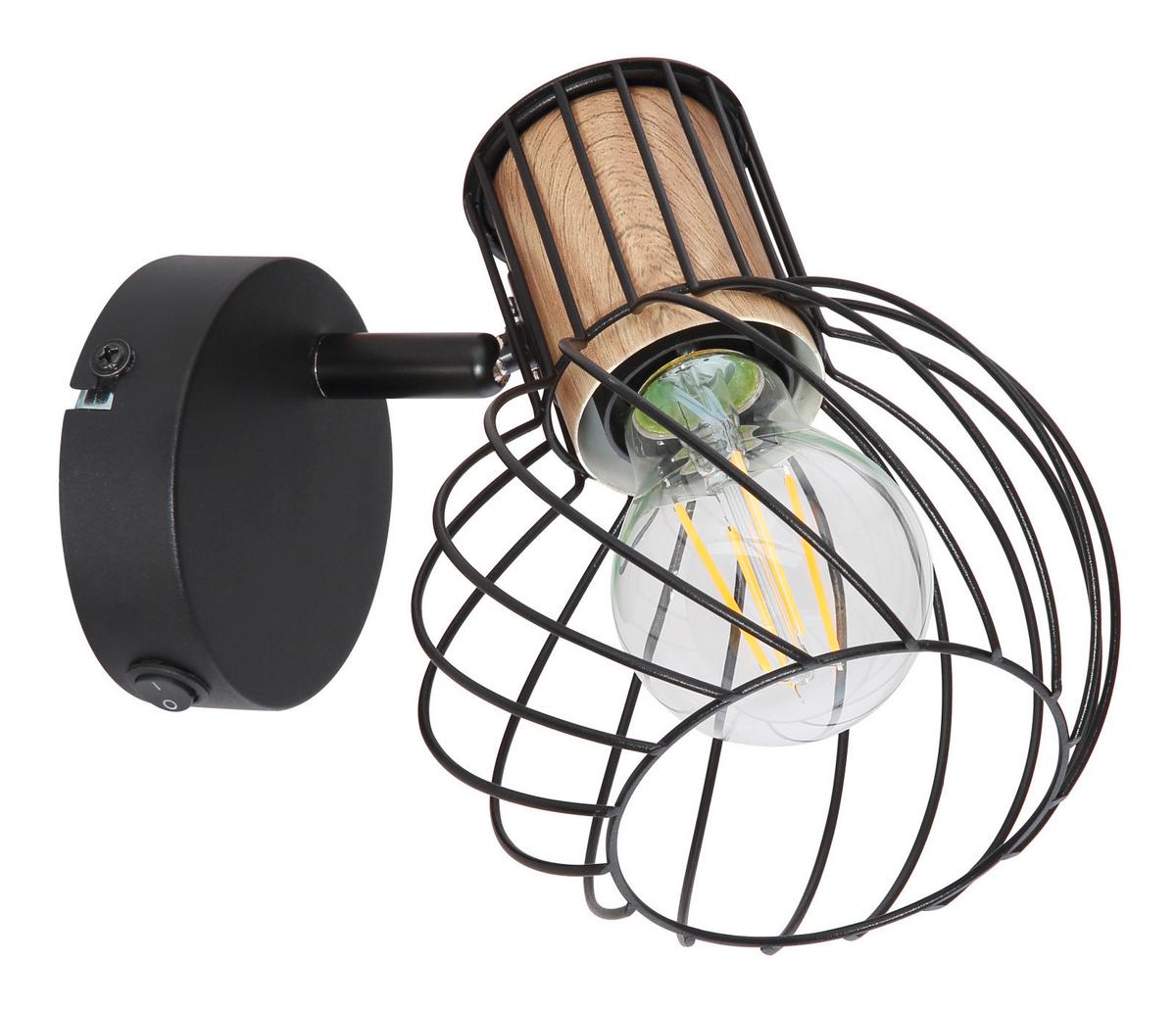 Strahler 54012-1s - Schwarz/Braun, KONVENTIONELL, Holz/Metall (12/16.5/16cm) - Globo