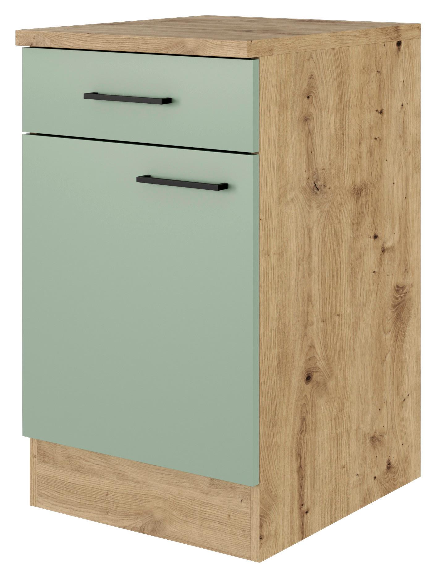 SPODNÁ KUCHYNSKÁ SKRINKA CARA US 50 - čierna/zelená, Konventionell, kov/kompozitné drevo (50/85/57cm) - FlexWell