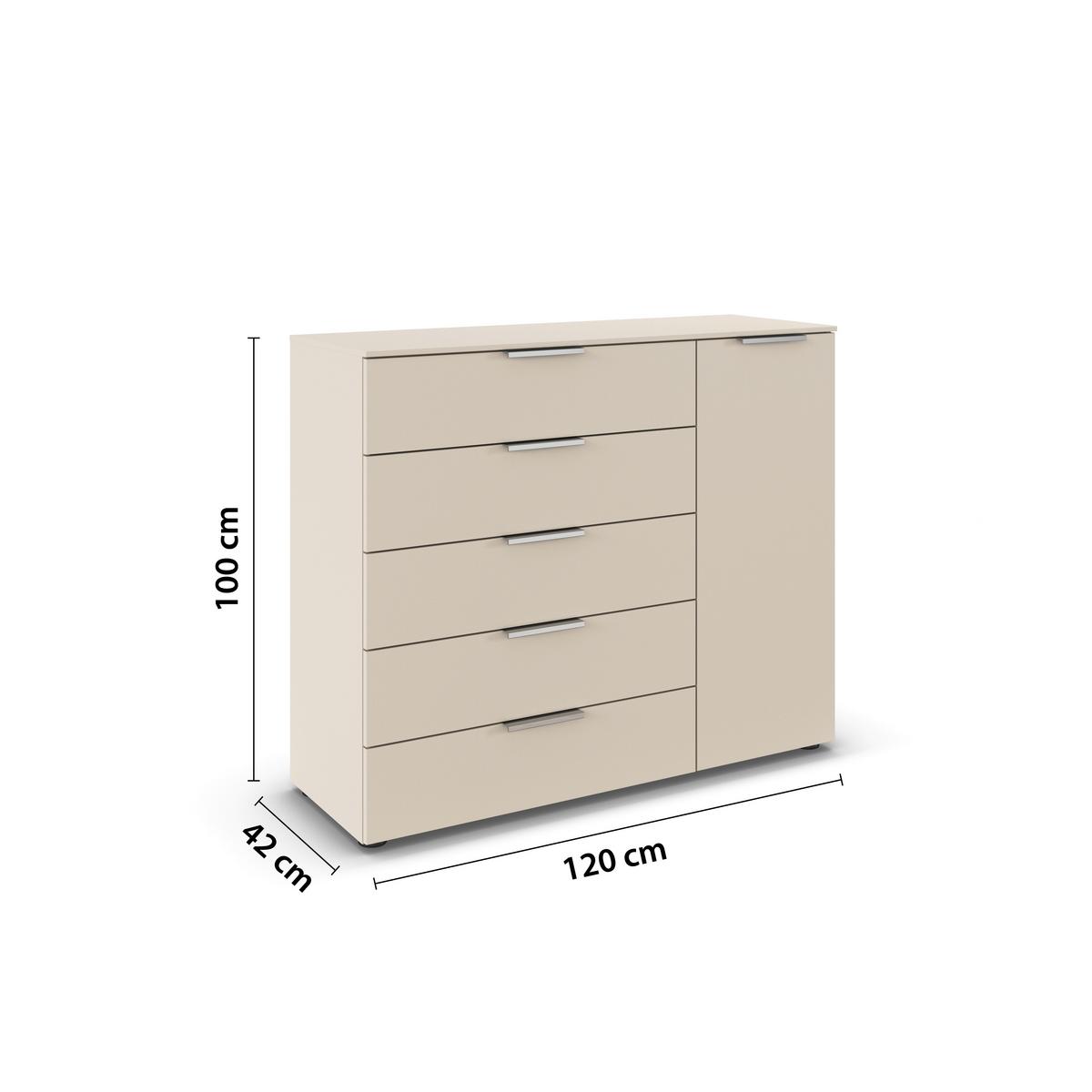 Kommode Flipp Champagner B: 120 cm - Champagner/Schwarz, MODERN, Holzwerkstoff (120/100/42cm) - Rauch Möbel