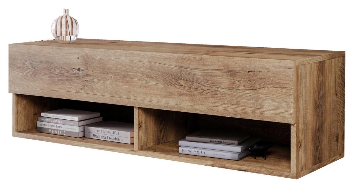 Nízká komoda s LED osvětlením, dekor kaštan - šedá/barvy kaštanu, Lifestyle, kompozitní dřevo/plast (100/30/31cm) - P & B