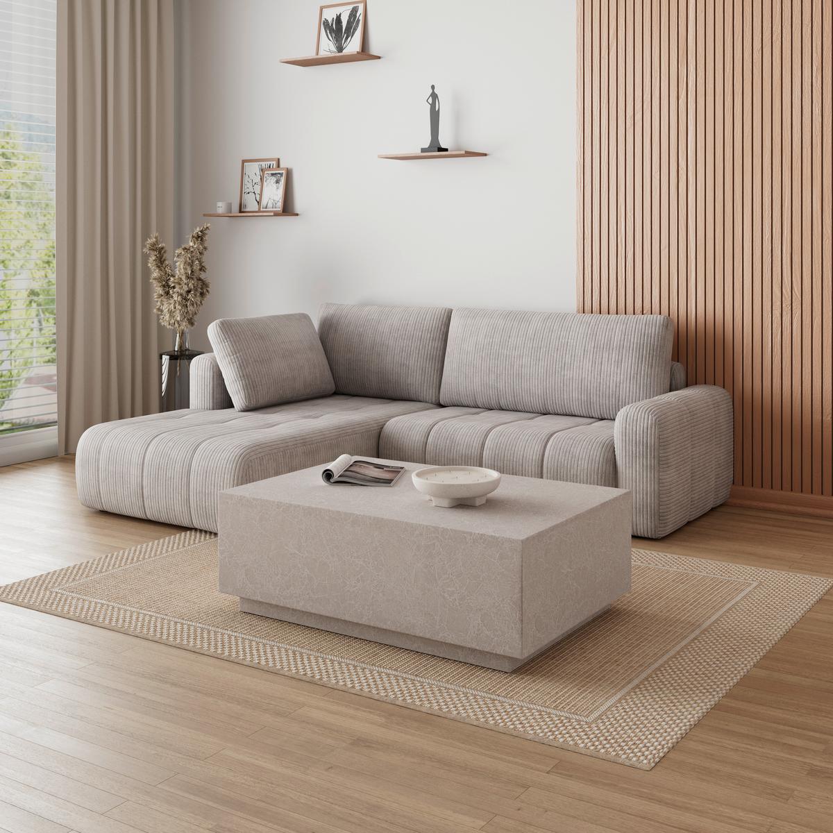 Sedací souprava GIA, levá světle šedá - černá/světle šedá, Moderní, dřevo/textil (261/94/197cm) - Bessagi Home