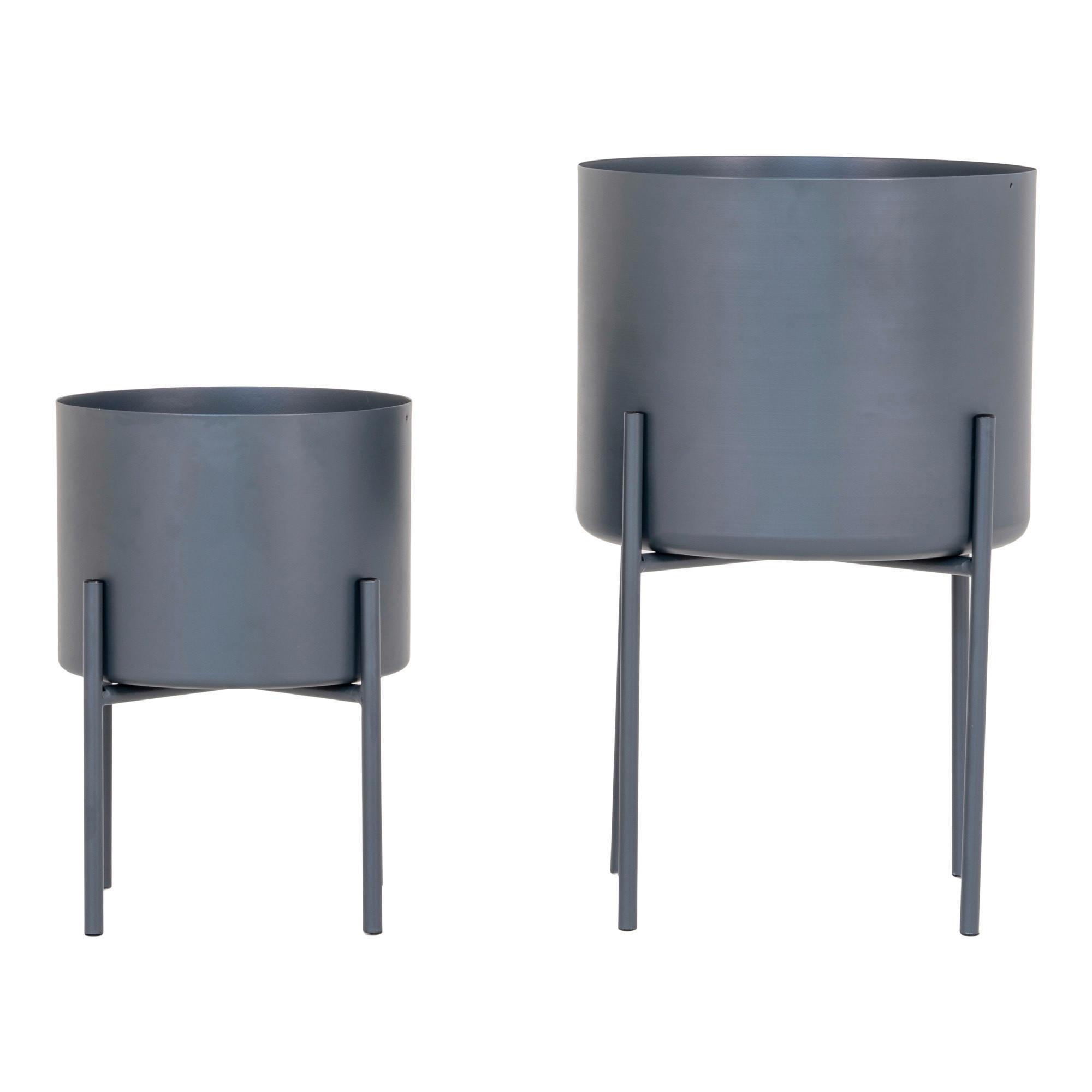 Übertopf-Set Pavia Grau 2-teilig - Grau, Design, Metall