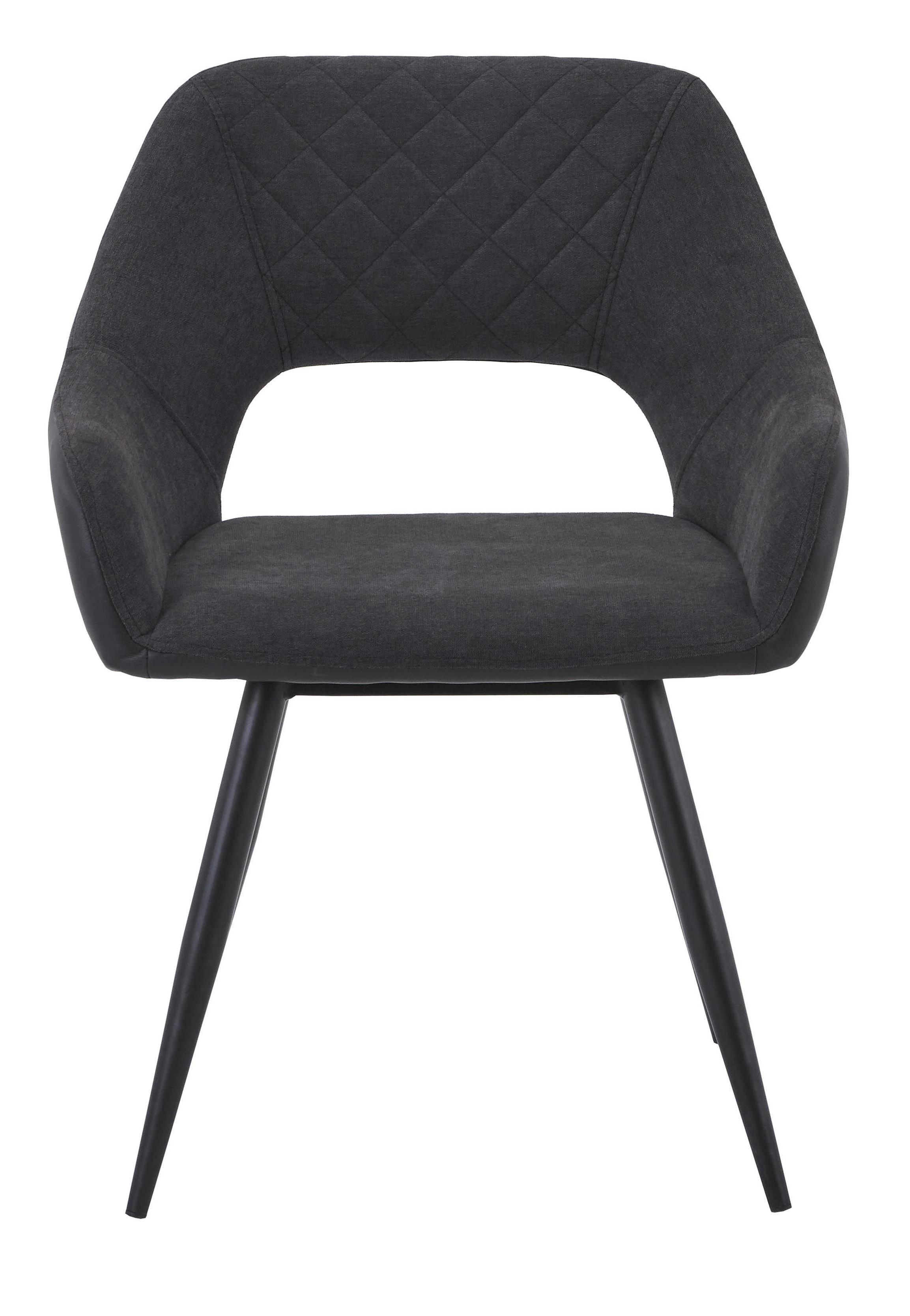 Armlehnstuhl Porto Lederlook Anthrazit Gepolstert - Anthrazit/Schwarz, MODERN, Textil/Metall (59/79/60cm) - MID.YOU