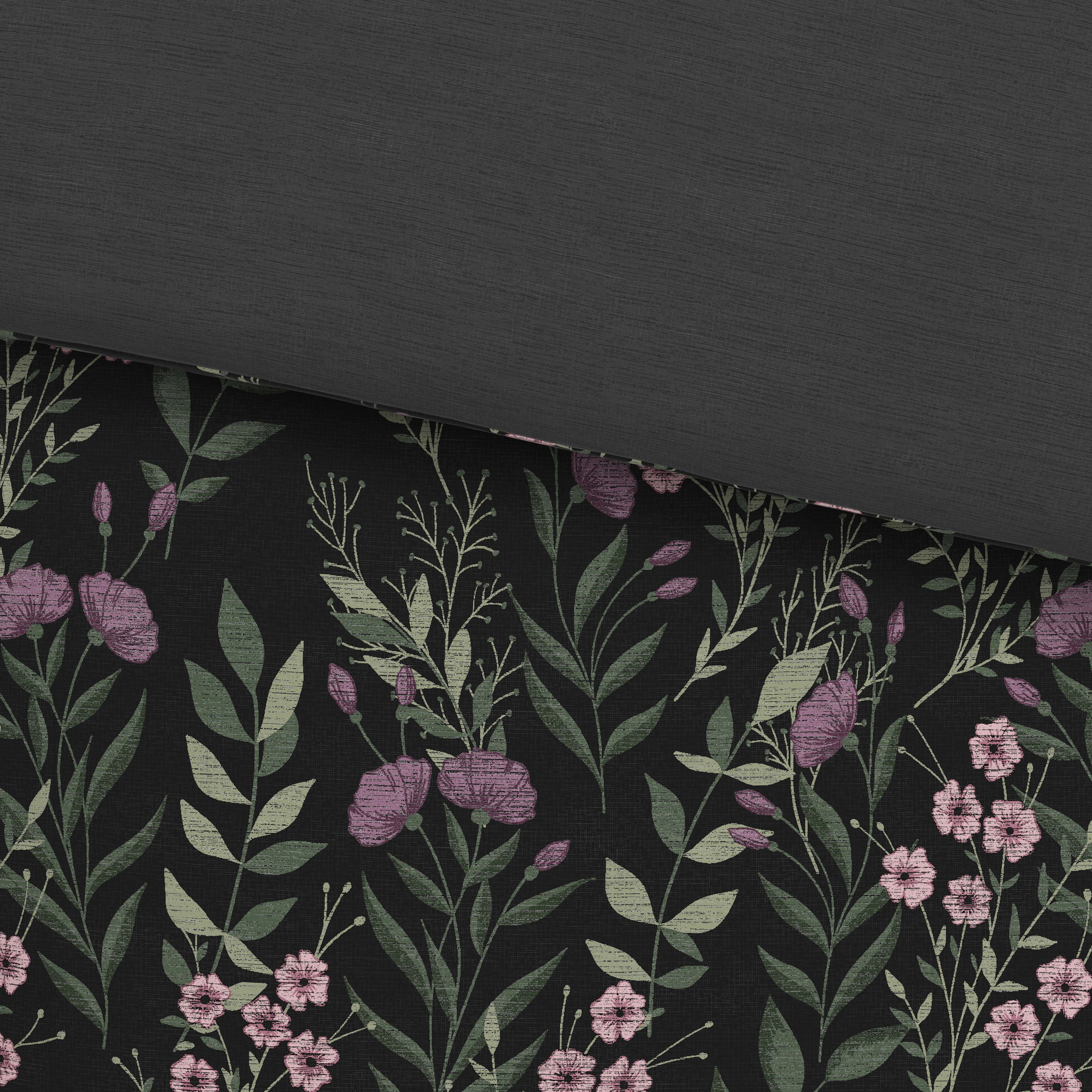 Satin Bettwäsche 140 X 200 Cm Olivia Anthrazit Blumen - Anthrazit, ROMANTIK / LANDHAUS, Textil (140/200cm) - James Wood