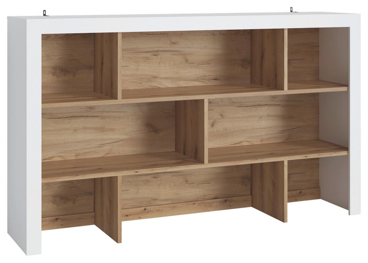 Kommodenaufsatz Calabria Weiss/Eichefarben, B: 201,2 cm - Eichefarben/Weiß, Trend, Holzwerkstoff (201,2/118,8/45cm)