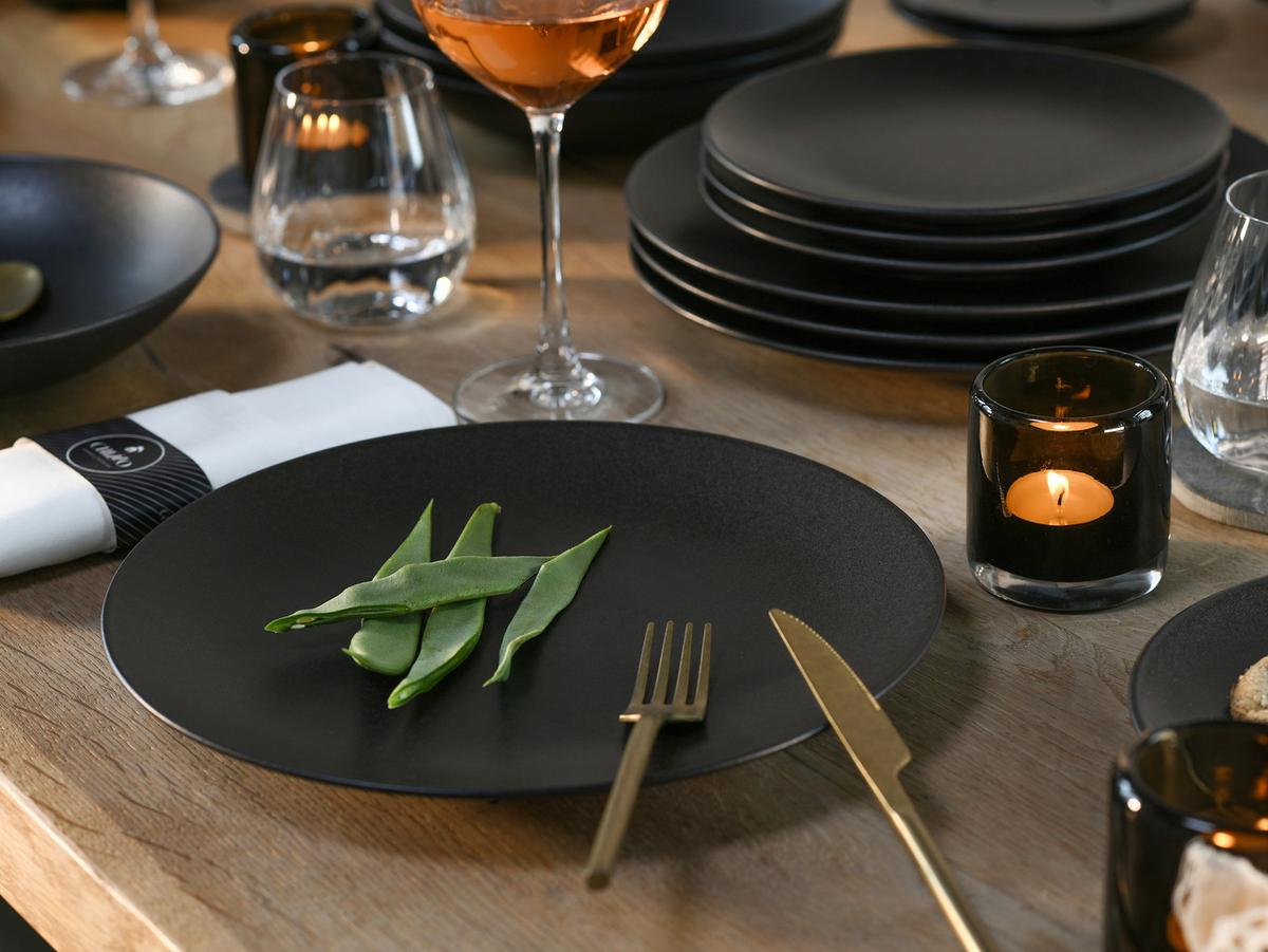 Tafelservice Soft Steinzeugk, Schwarz, 18 -Teilig. - Schwarz, Basics, Keramik - Creatable
