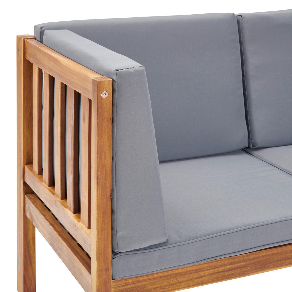 TERASOVÁ SEDACÍ SOUPRAVA LIOU - tmavě šedá/barvy akácie, Moderní, dřevo/textil (70/50/30cm) - Modern Living