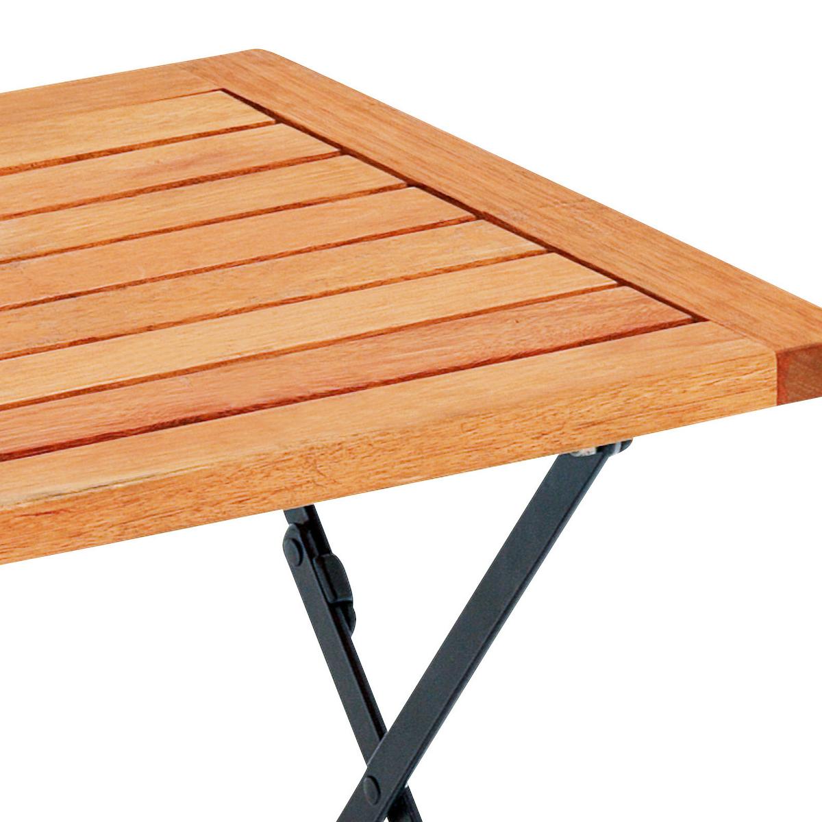 Gartenhocker Schlossgarten Echtholz/metall Natur Klappbar - Schwarz/Naturfarben, ROMANTIK / LANDHAUS, Holz/Metall (45/43,5/45cm) - Gardenson