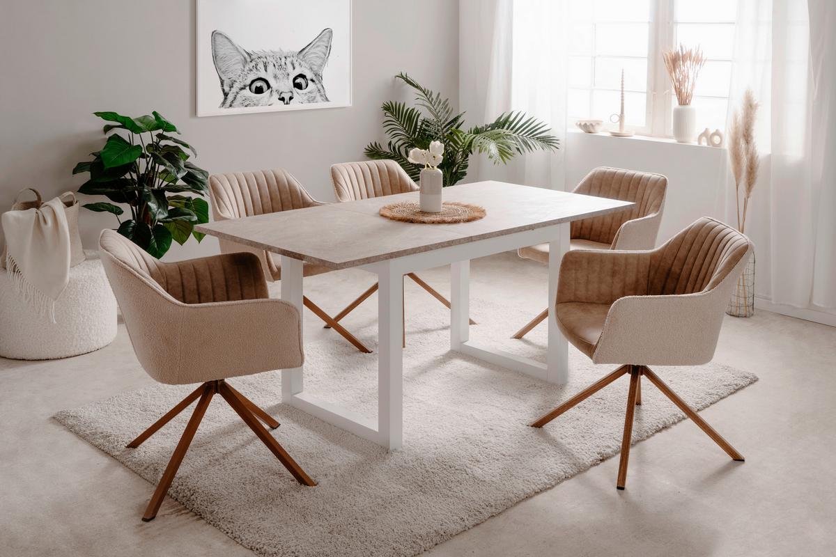 Esstisch Houston 80b - Sandfarben/Weiß, Basics, Holzwerkstoff (120/80/75cm) - MID.YOU