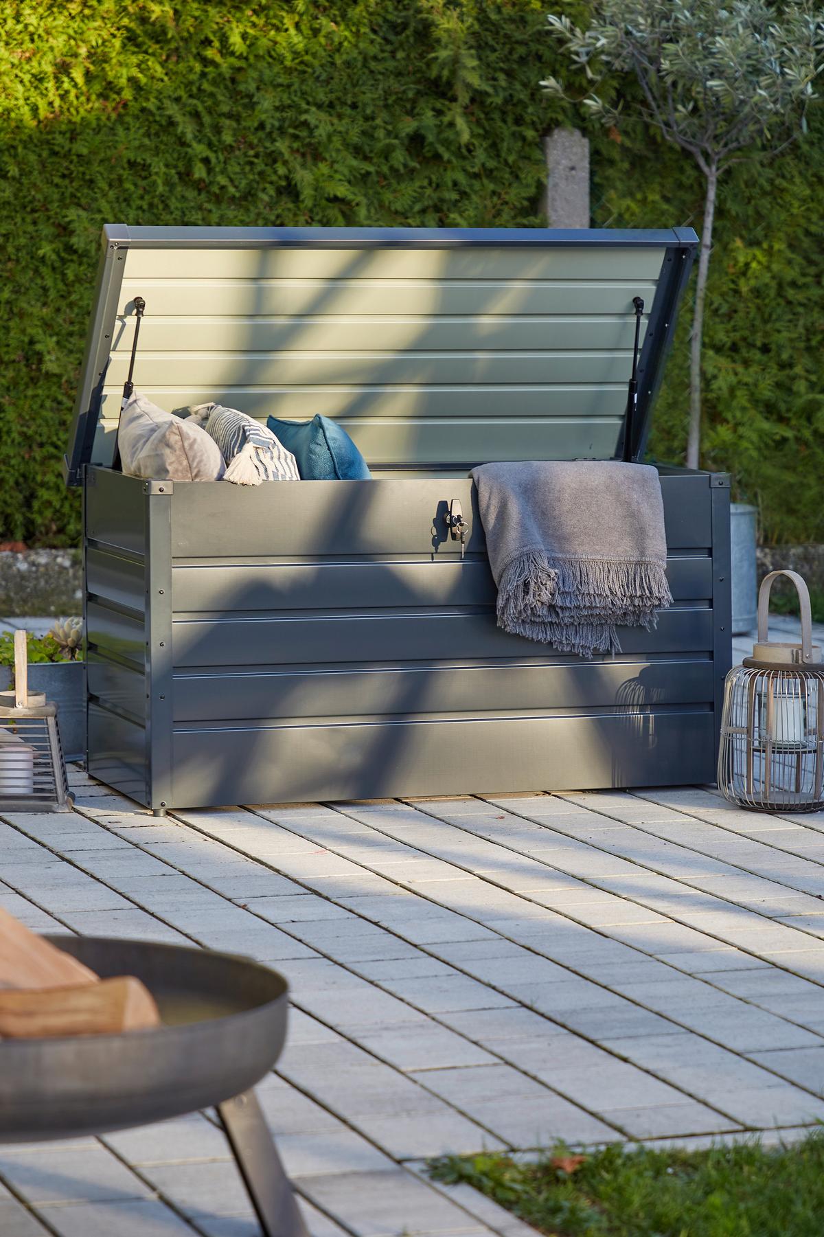 Kissenbox Wasserfest 120x61x62 Cm 350 L Anthrazit - Anthrazit, Basics, Metall (120/61/62cm)