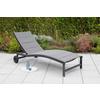 Sonnenliege San Marino Metall/ Textil verstellbar mit Räder - Graphitfarben/Grau, KONVENTIONELL, Textil/Metall (70/37,5/207cm) - Gardenson