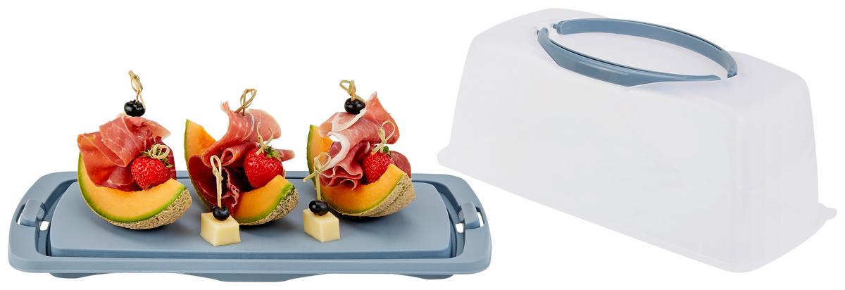 Kuchentransportbox Jasmina L/B/H: ca. 40/20/15 cm - Pastellblau/Transparent, MODERN, Kunststoff (40/20/15cm) - Luca Bessoni