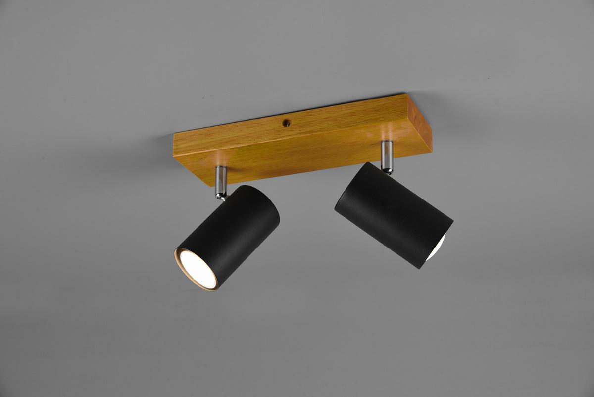 Strahler Marley 2-Flammig verstellbar L: 26 cm - Schwarz, Design, Holz/Metall (26/16/9cm) - Trio Leuchten