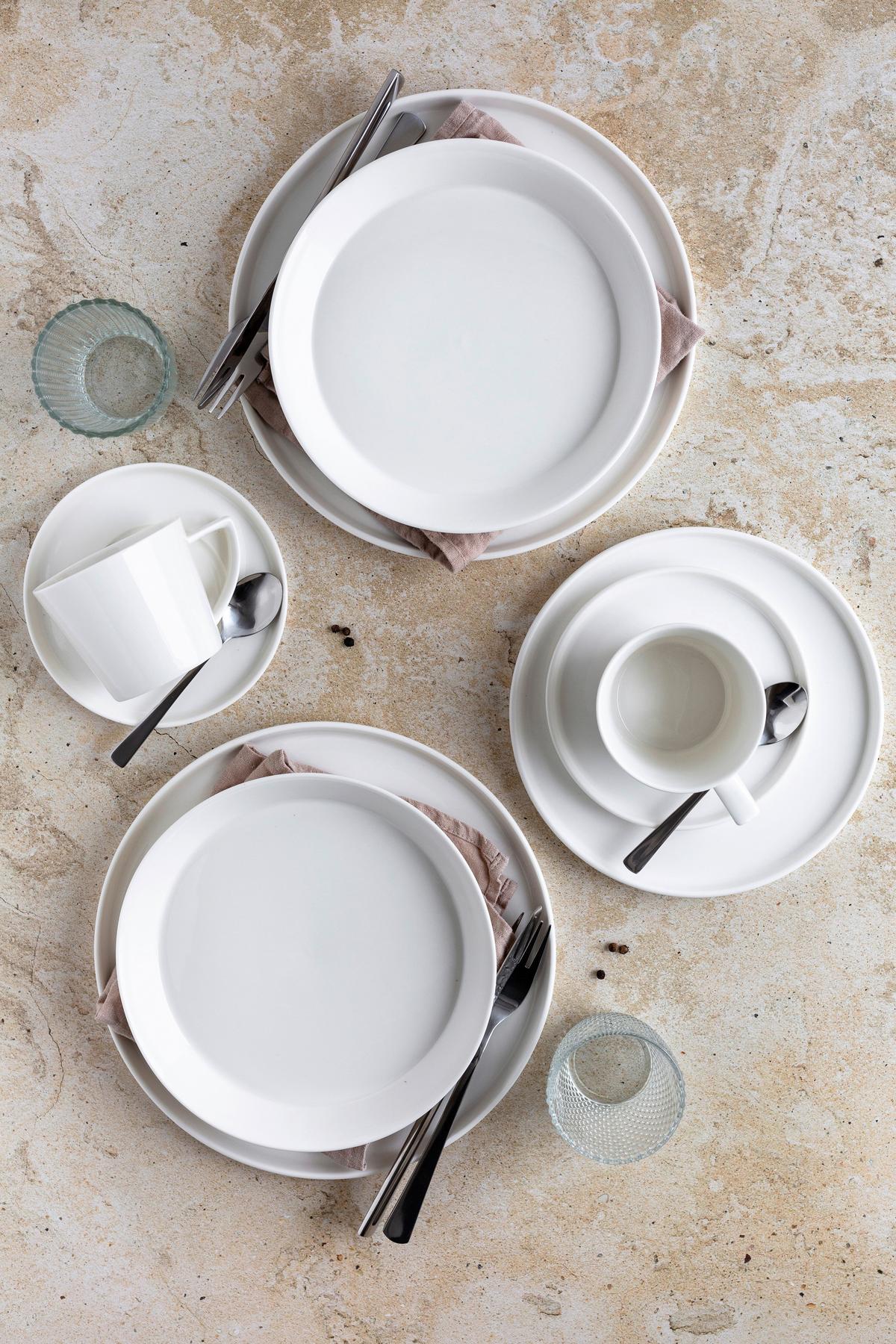 Tafelservice Sita Porzellan 6 Personen Geschirr Set Weiß - Weiß, Trend, Keramik - Mäser