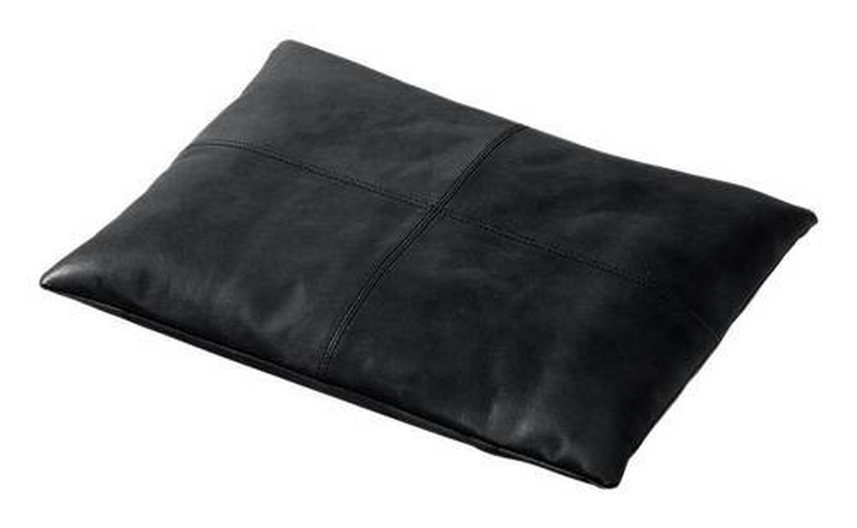 Bankauflage Lederkissen Schwarz B: 45 cm - Schwarz, Design, Leder (45/3/35cm) - MID.YOU