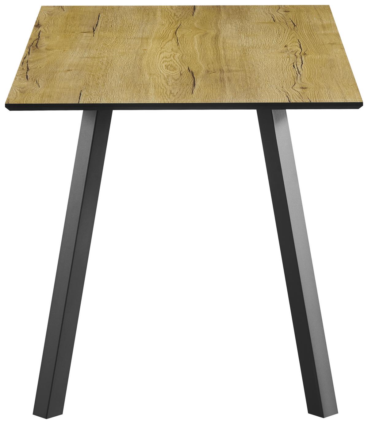 Tischgruppe Zurs 5-teilig Artisan Eiche/Leinenoptik grau - Eichefarben/Schwarz, Trend, Holz/Holzwerkstoff (140/75/80cm)