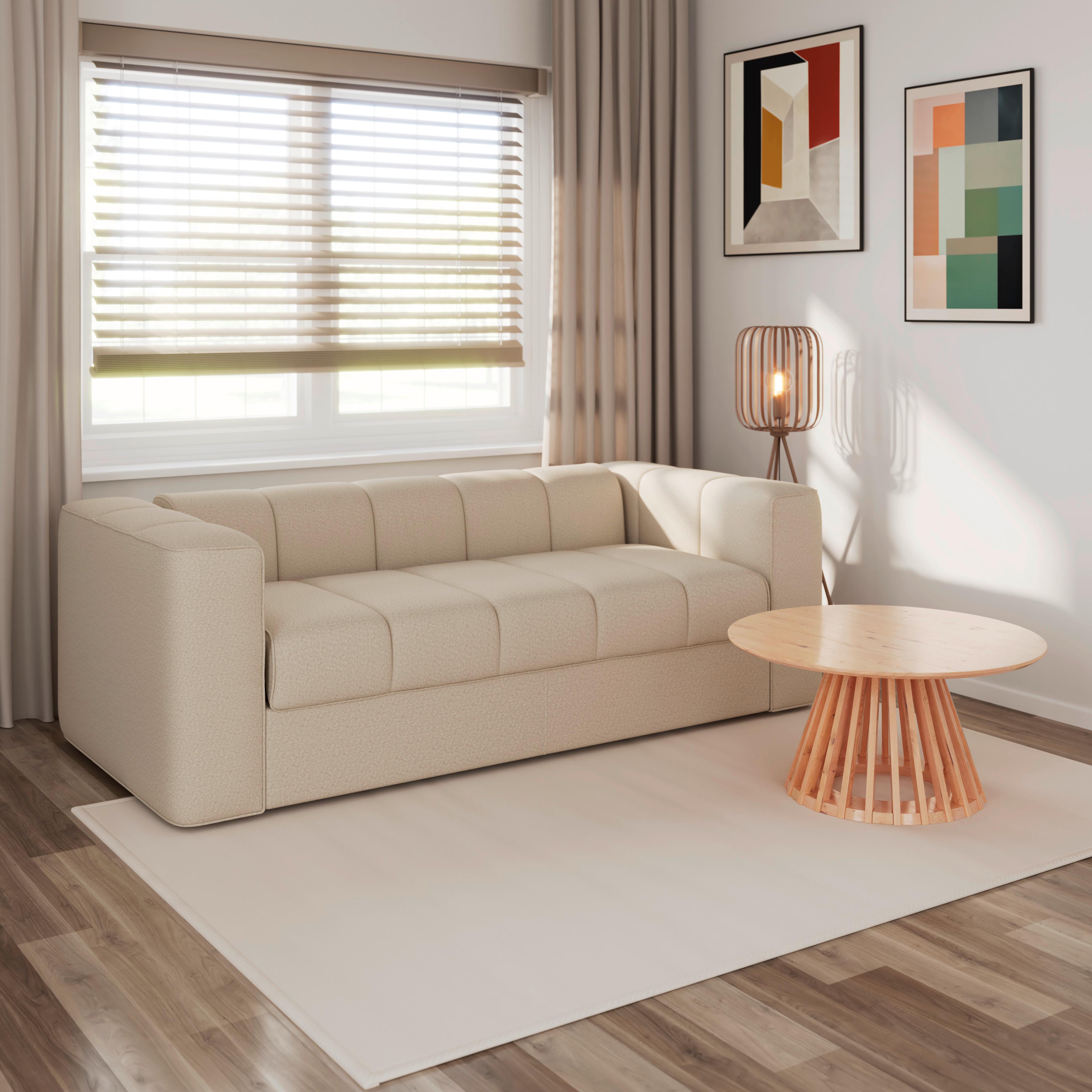 Rozkládací pohovka MIRANDA, béžová, s lůžkem na spaní - černá/béžová, Moderní, kov/dřevo (207/71/98cm) - Bessagi Home