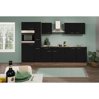 Küchenzeile ohne Gräte B: 300 cm Schwarz/Eiche Dekor - Eichefarben/Schwarz, Basics, Holzwerkstoff (300/205/60cm) - Respekta