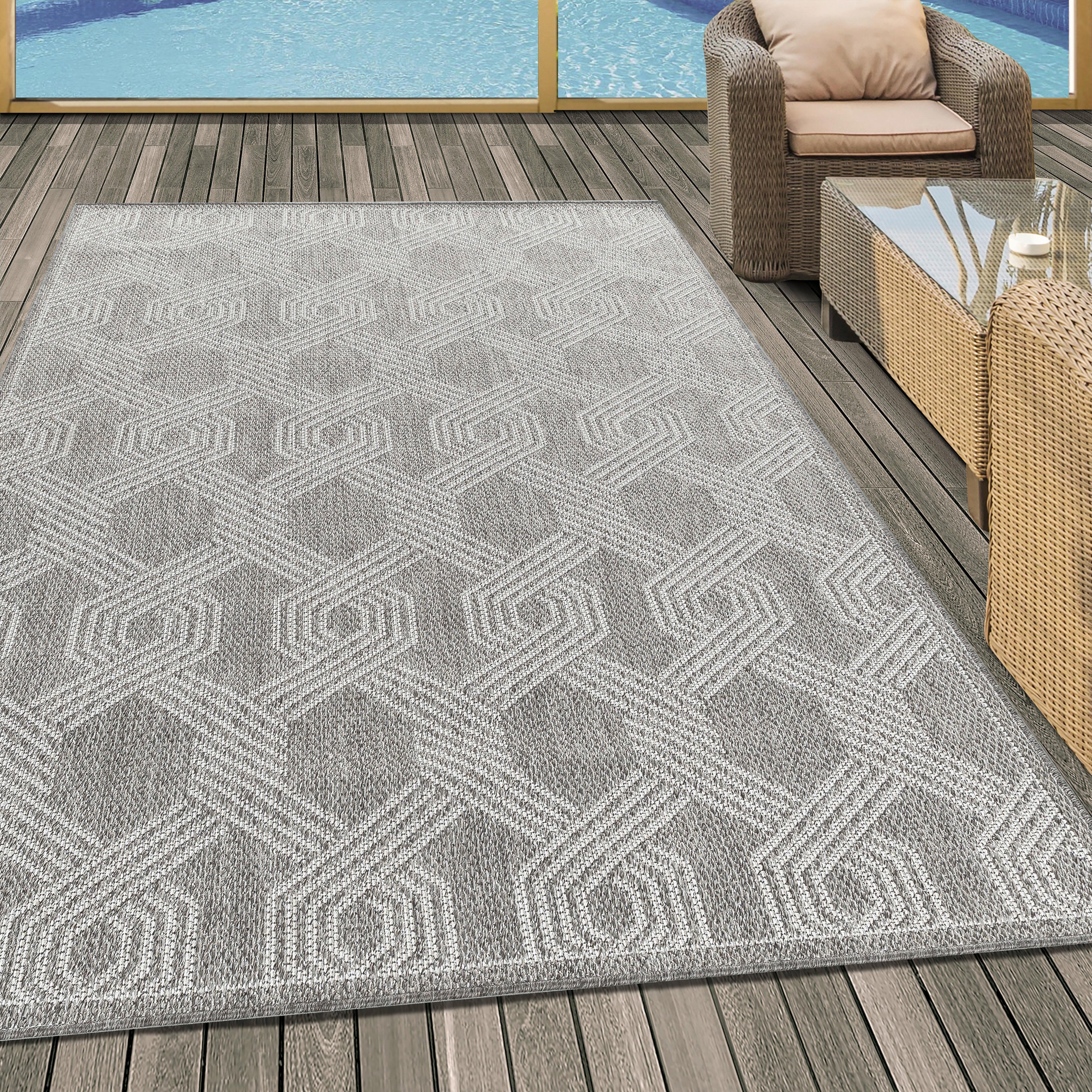 Flachwebteppich Aruba - Grau, Design, Textil (140/200cm)
