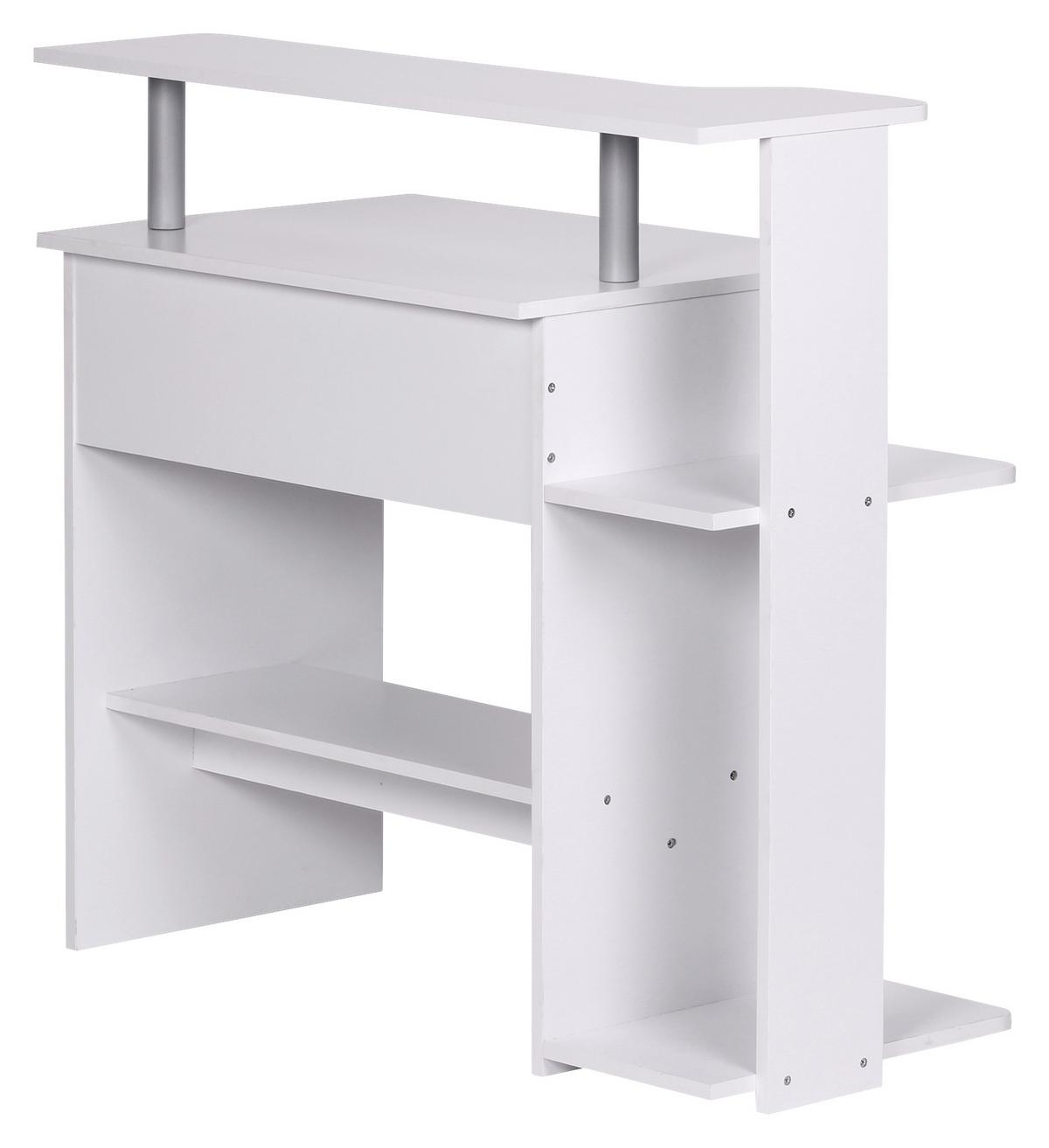 Písací stôl s nástavcom pre monitor biela - biela, Konventionell, kompozitné drevo (94/48,5/90,5cm) - MID.YOU