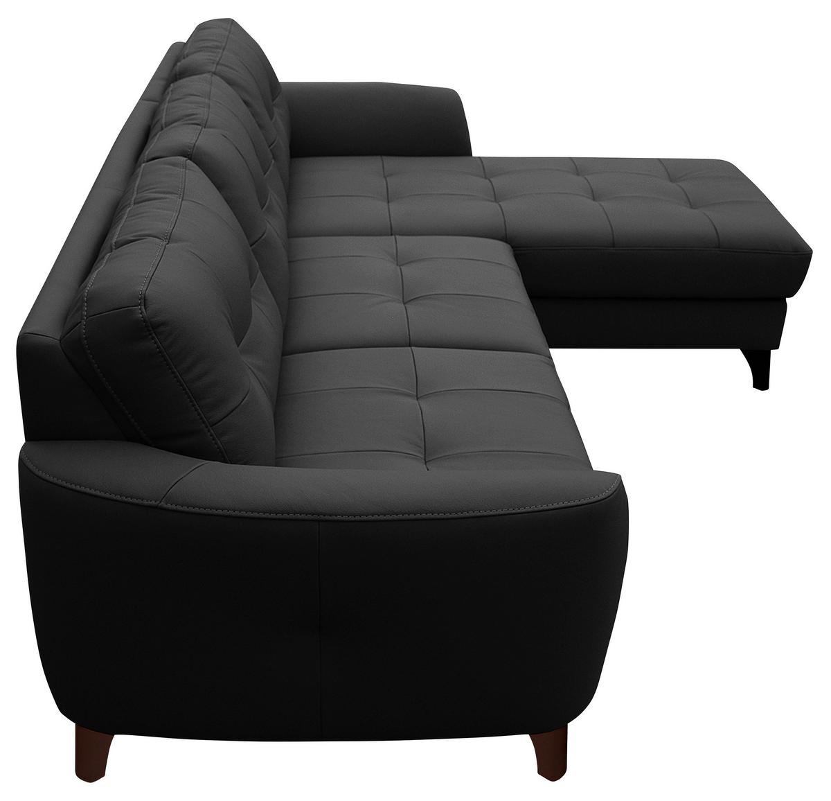 Ecksofa Nordic Schwarz S: 238x168 Cm - Buchefarben/Schwarz, Design, Leder/Textil (238/168cm) - Livetastic