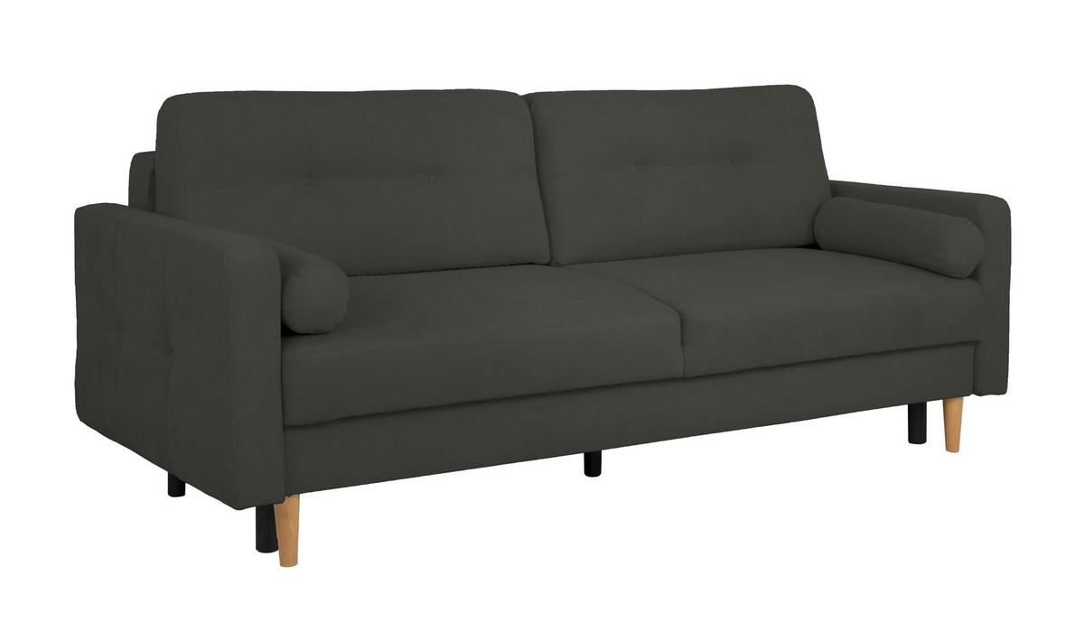 Schlafsofa Noret, Schwarz B: 222 Cm - Buchefarben/Schwarz, Design, Textil (222/93/99cm) - MID.YOU