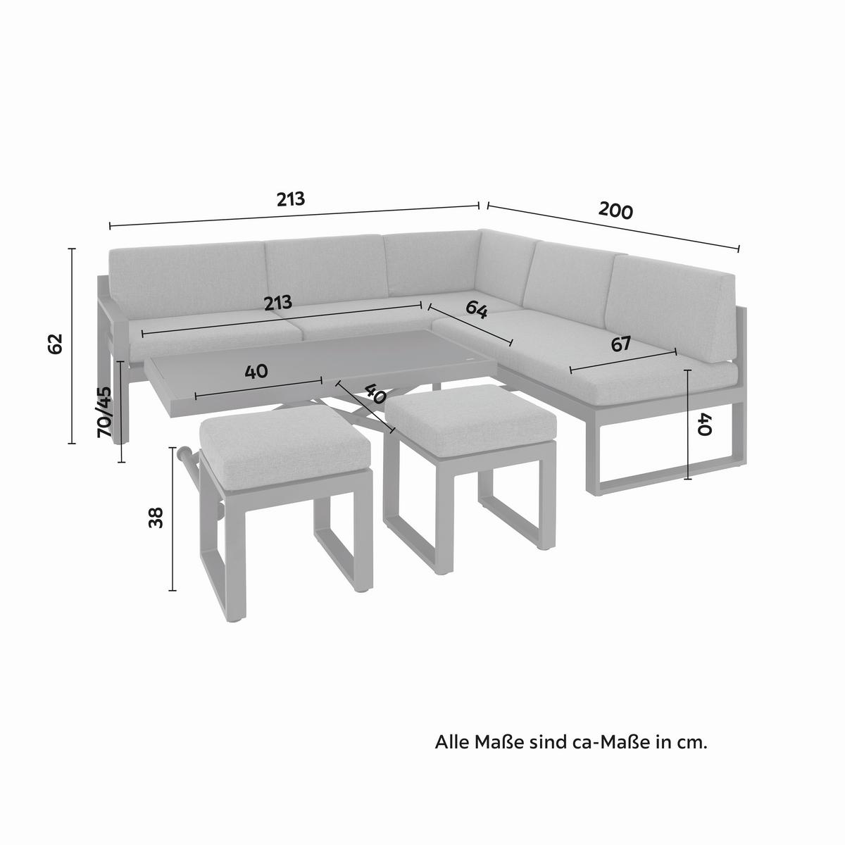 TERASOVÁ SEDACÍ SOUPRAVA MOSKAU 1 - šedá/antracitová, Moderní, kov/textil (200/213/62cm) - Mömax