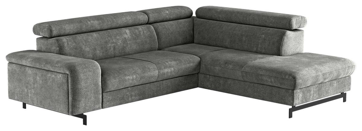 Ecksofa mit Bettkasten Emma Grau 262x215 cm - Schwarz/Grau, Textil (262/215cm) - MID.YOU