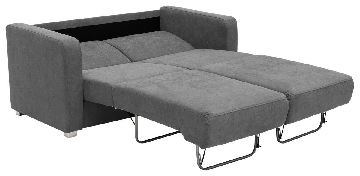 2-Sitzer-Sofa mit Schlaffunktion Mia Grau - Chromfarben/Grau, Basics, Textil (159/88/87cm) - Livetastic