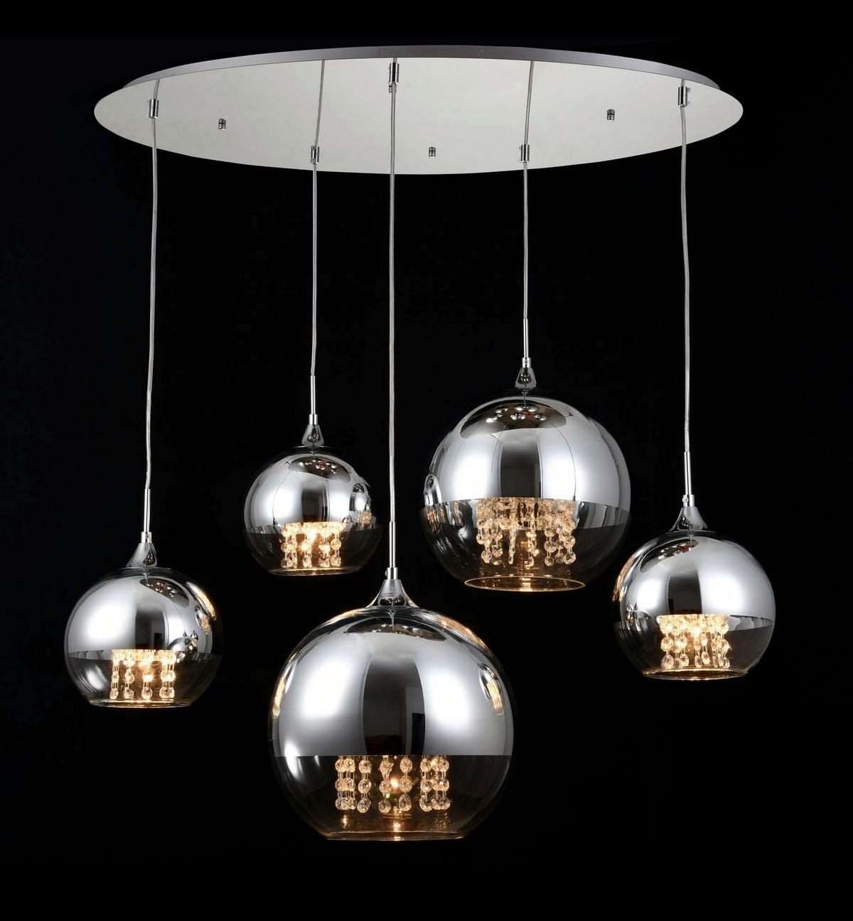 Pendelleuchte Fermi - Transparent/Nickelfarben, Trend, Glas/Metall (91/65/95cm) - MAYTONI