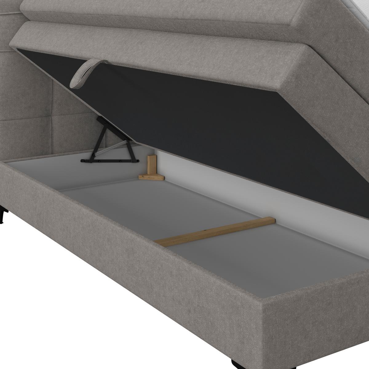 Boxspringbett MITTO Taupe 200x200 cm - Taupe/Schwarz, KONVENTIONELL, Textil/Metall (200/200cm)