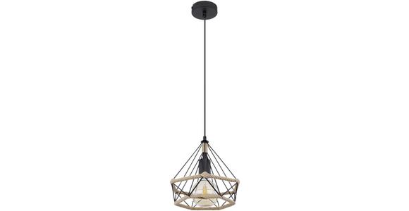 Hängeleuchte Caro H: 150 Cm 1-Flammig, Naturfaser/eisen - Schwarz/Naturfarben, ROMANTIK / LANDHAUS, Kunststoff/Textil (25/150cm) - James Wood