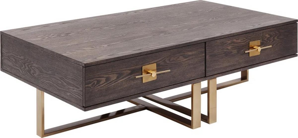 Couchtisch Osaka - Messingfarben/Braun, Trend, Holzwerkstoff/Metall (137,4/45,5/77cm) - Kare-Design