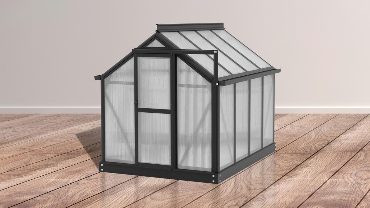 Mini-Gewächshaus Merlin Schwarz Metall H: 106,5 cm - Schwarz, Basics, Metall (87,2/106,5/120cm)
