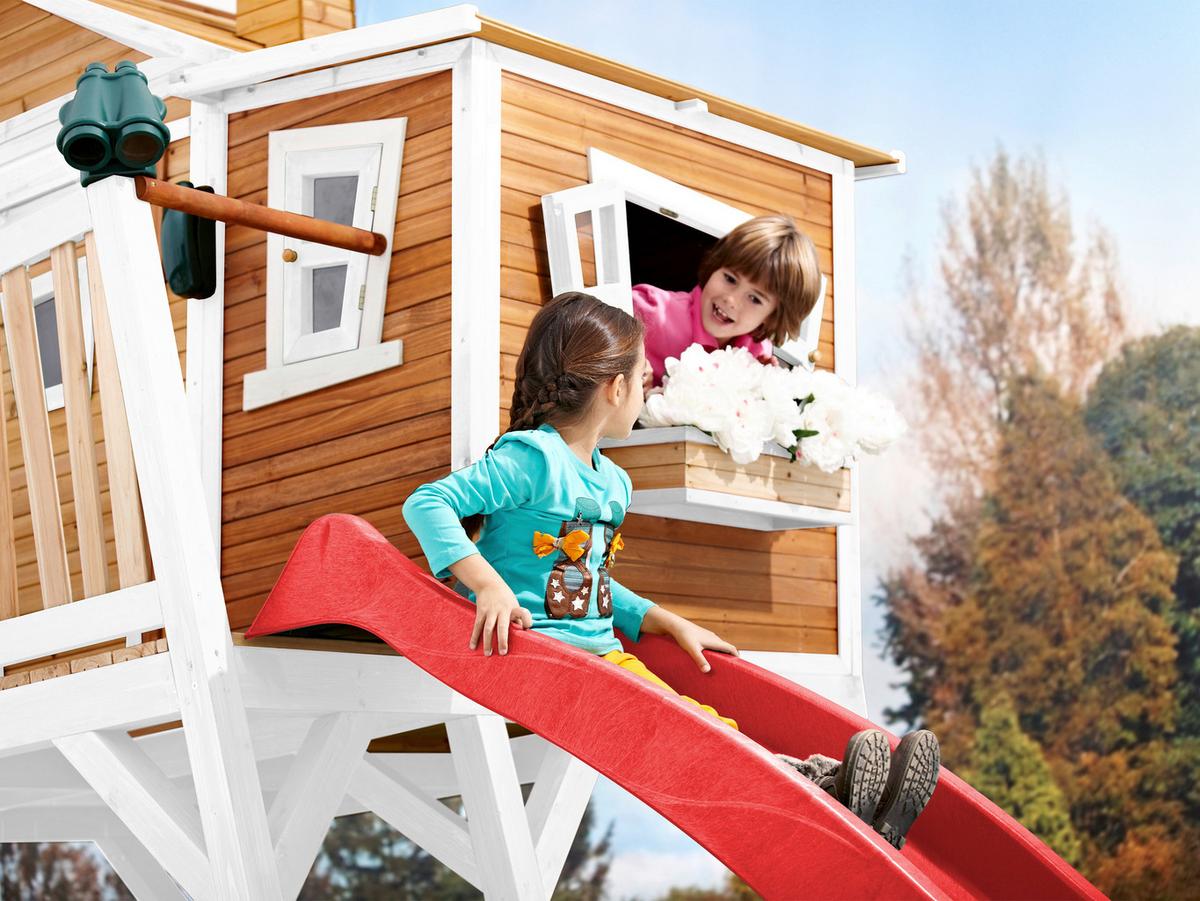 Spielturm A030.150.21 - Rot/Braun, KONVENTIONELL, Holz (432/288/193cm) - Ambia Garden