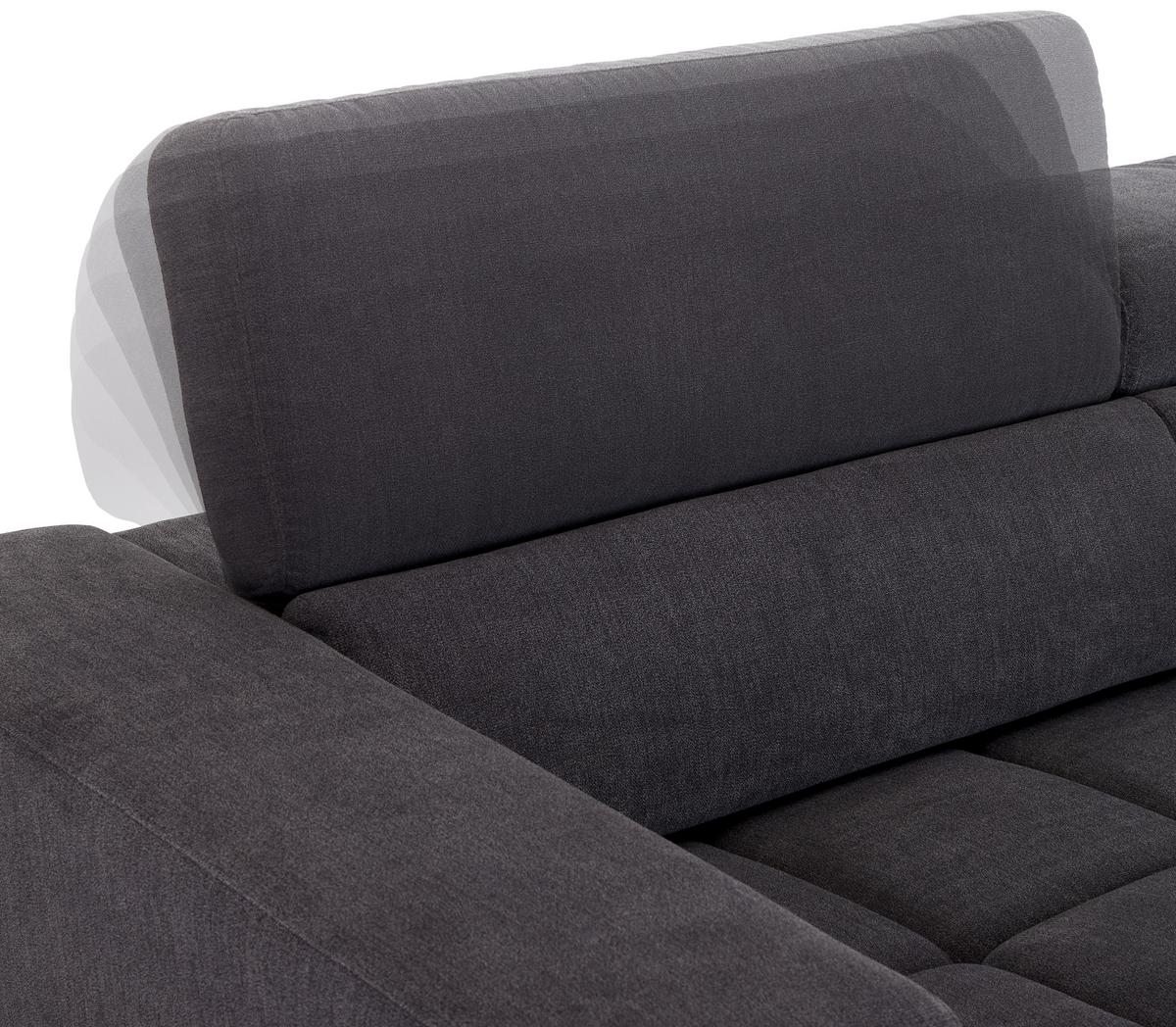 Ecksofa mit Relaxfunktion Hogan Ra, Grau - Silberfarben/Grau, MODERN, Holz/Textil (299/212cm) - Livetastic