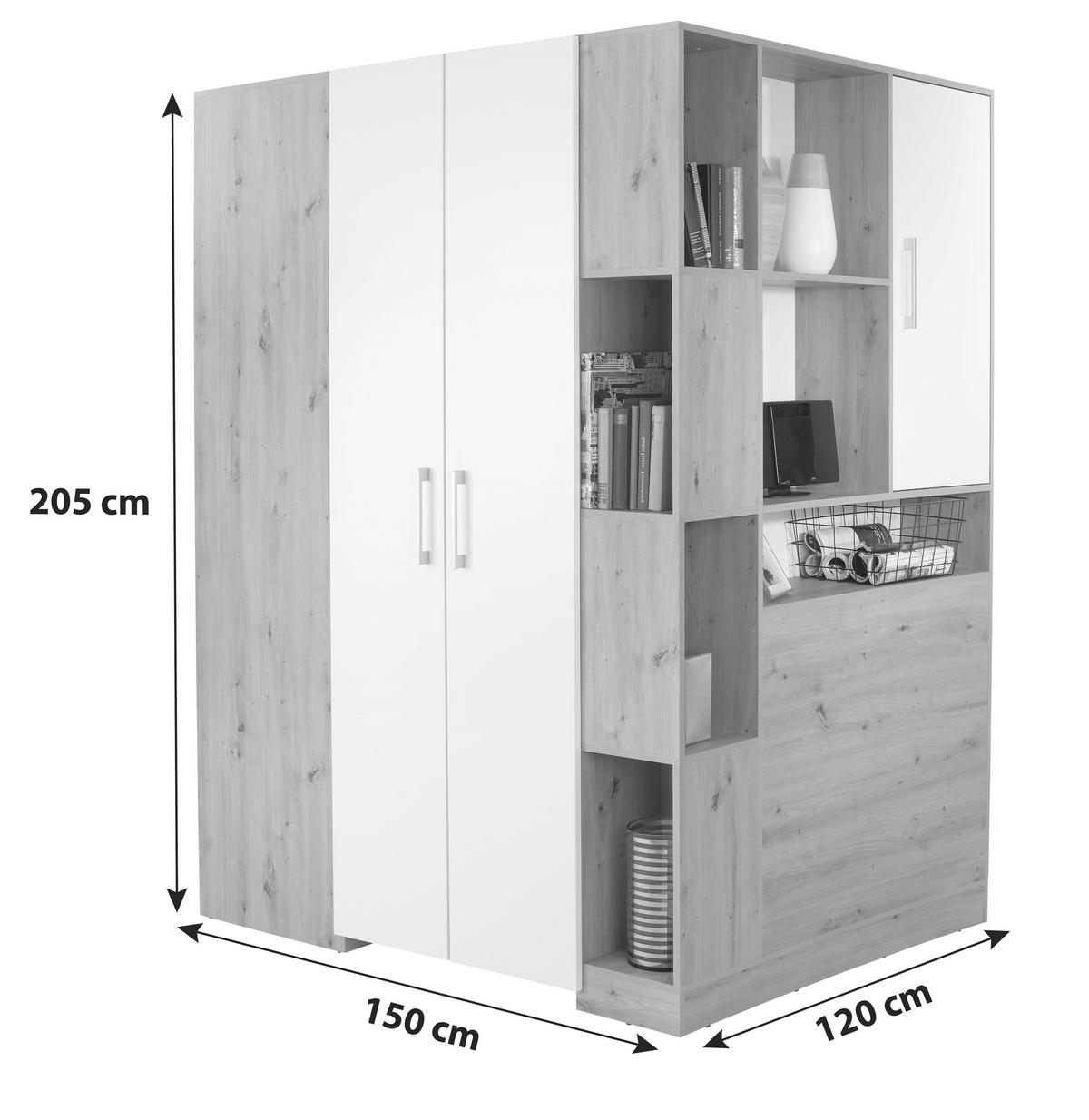 Eckkleiderschrank begehbar weiß » Marke ONDEGA